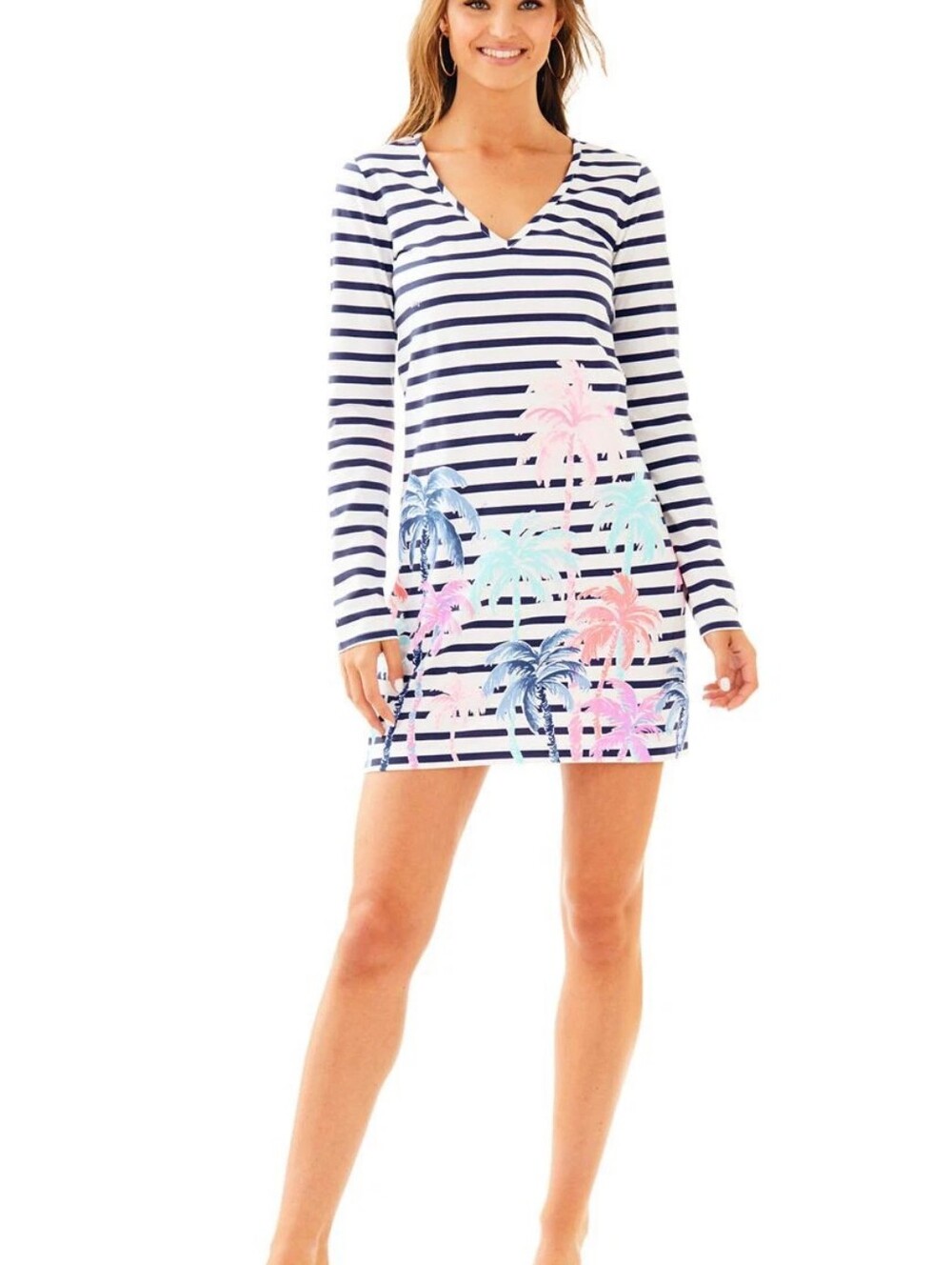Lilly Pulitzer Beacon Dress Resort White Desert Palm Stripe Size XS